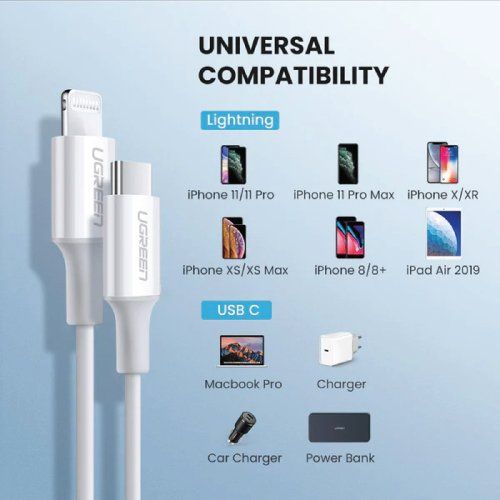 Ugreen USB-C To Lightning Cable 2M White (60749)