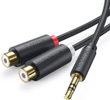 (UGREEN 3.5mm Male to 2RCA Female Cable 25cm (Gray) AV109 (10547