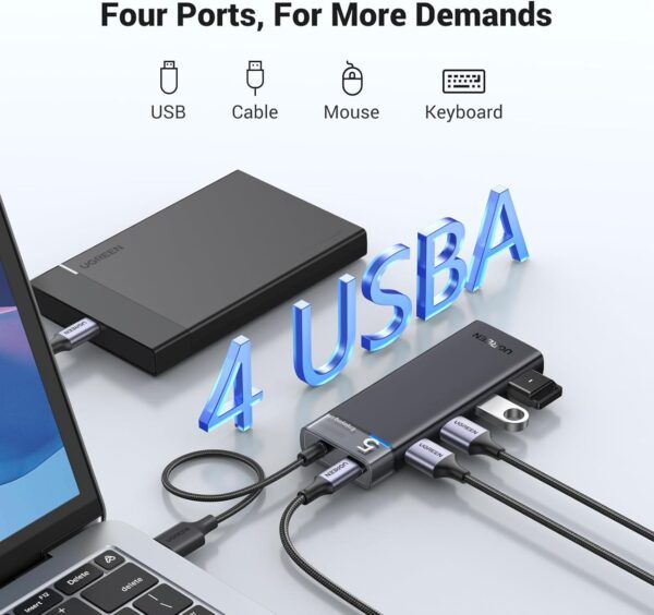 UGREEN 4-Port USB-A 3.2 Gen 1 Hub 5Gbps -Grey CM653 (15548)