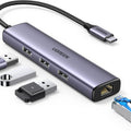 Ugreen-USB-C to 3×USB3.0 Hub+RJ45 (1000M) Ethernet  Adapter -60600